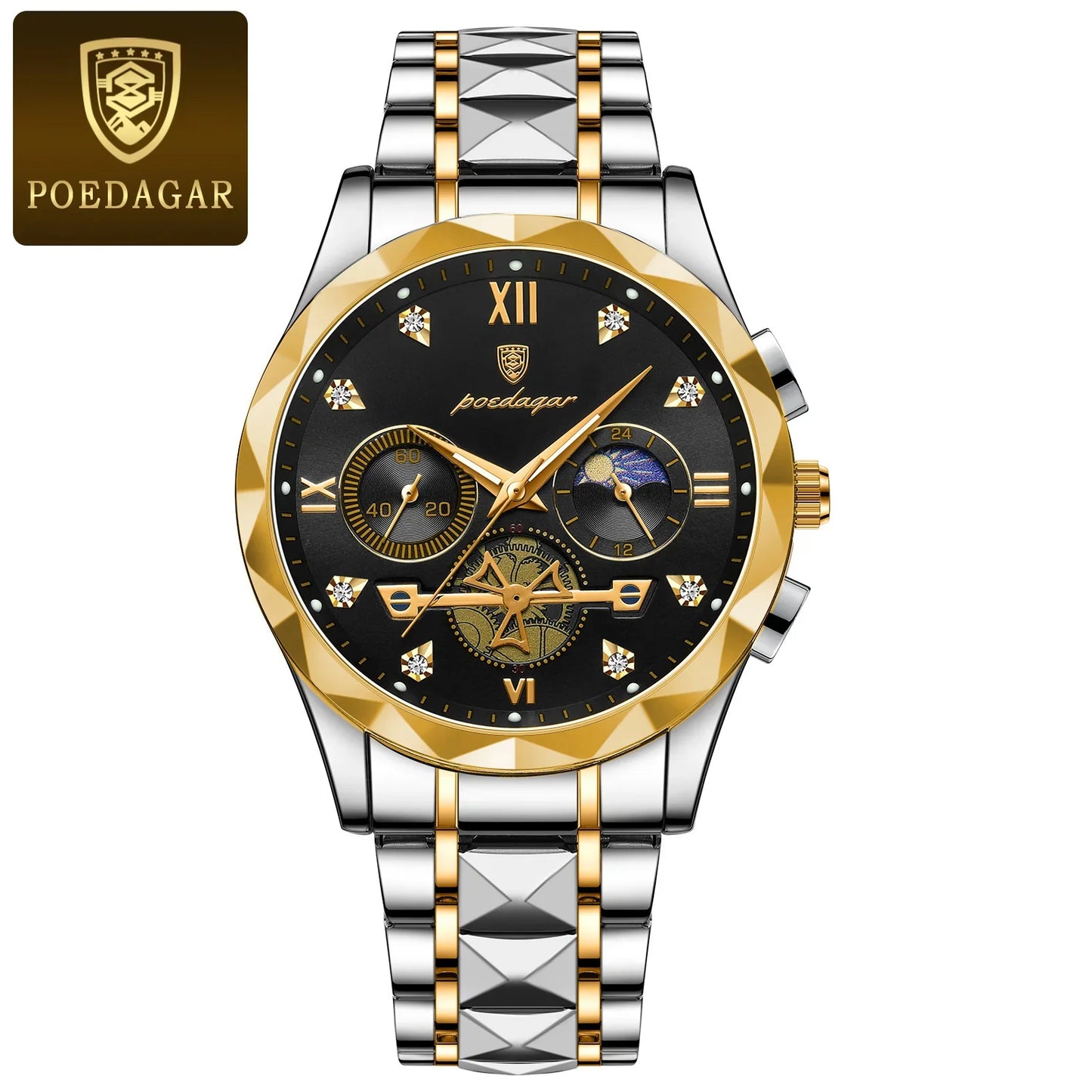 poedagar luxury mens watch waterproof