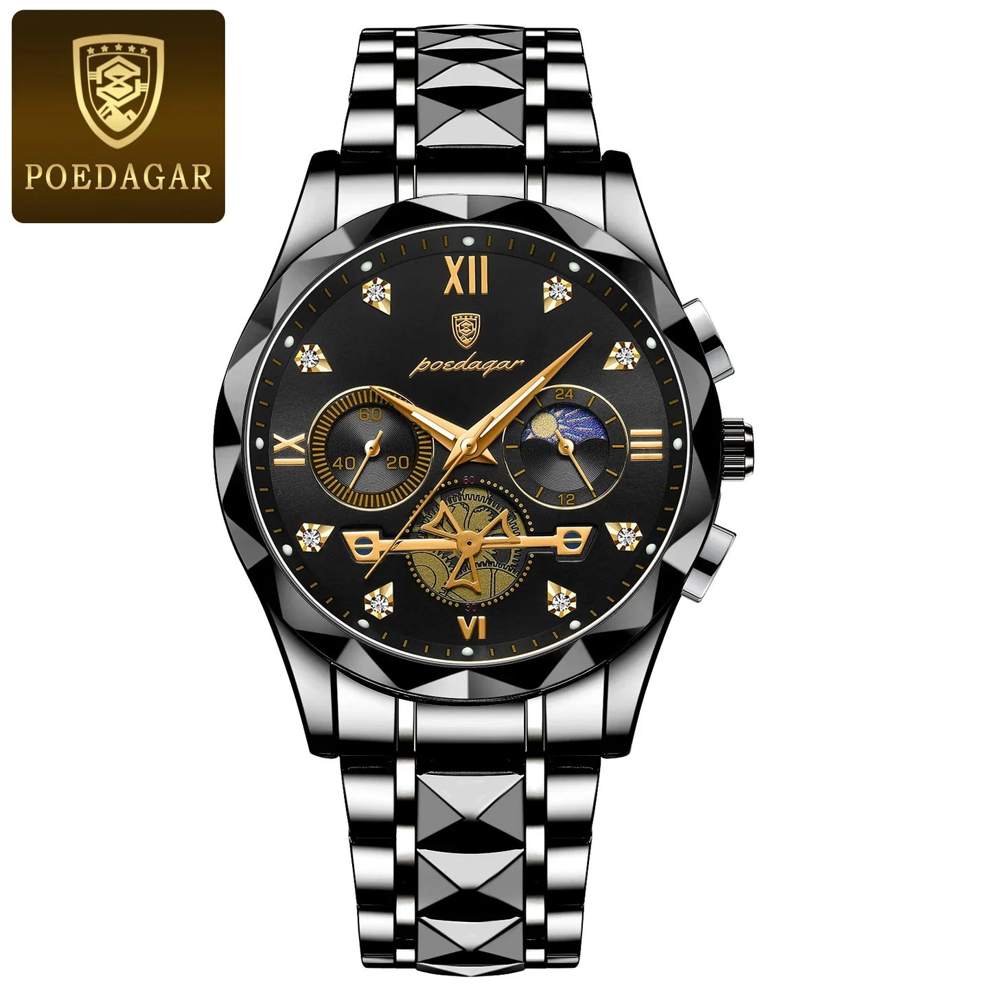 poedagar luxury mens watch waterproof